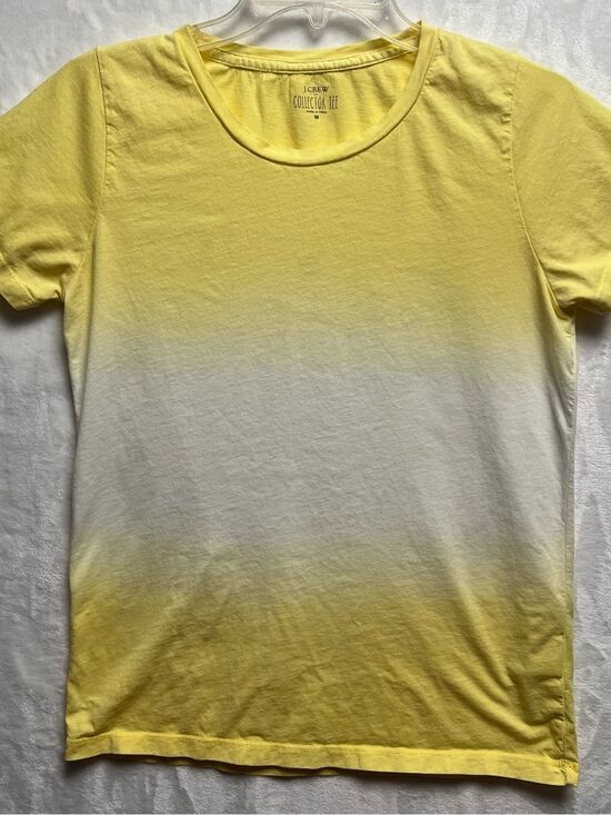 J. Crew Tops - J.Crew Collector Tee Womens M Yellow Ombre Dip Dye Crew Neck T-Shirt